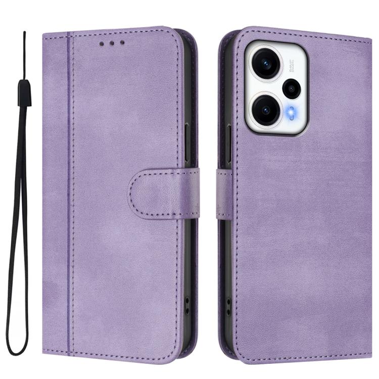 For Redmi Note 12 Turbo 5G / Xiaomi Poco F5 Line Splicing Buckle Retro Leather Phone Case