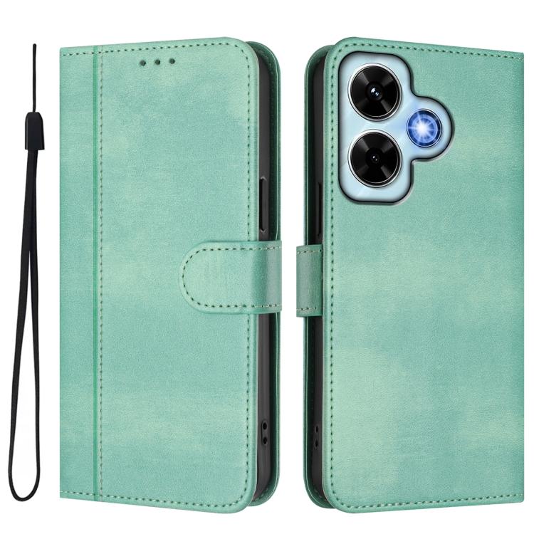 For Redmi Note 13 4G Global Line Splicing Buckle Retro Leather Phone Case
