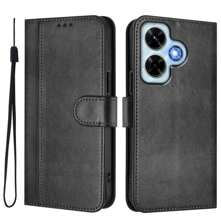 For Redmi Note 13 4G Global Line Splicing Buckle Retro Leather Phone Case