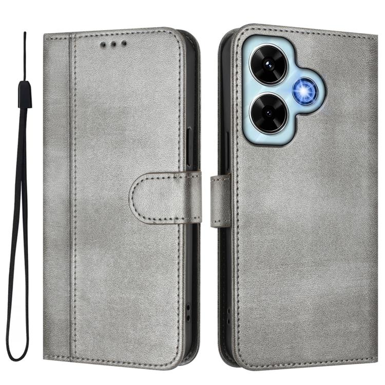 For Redmi Note 13 4G Global Line Splicing Buckle Retro Leather Phone Case