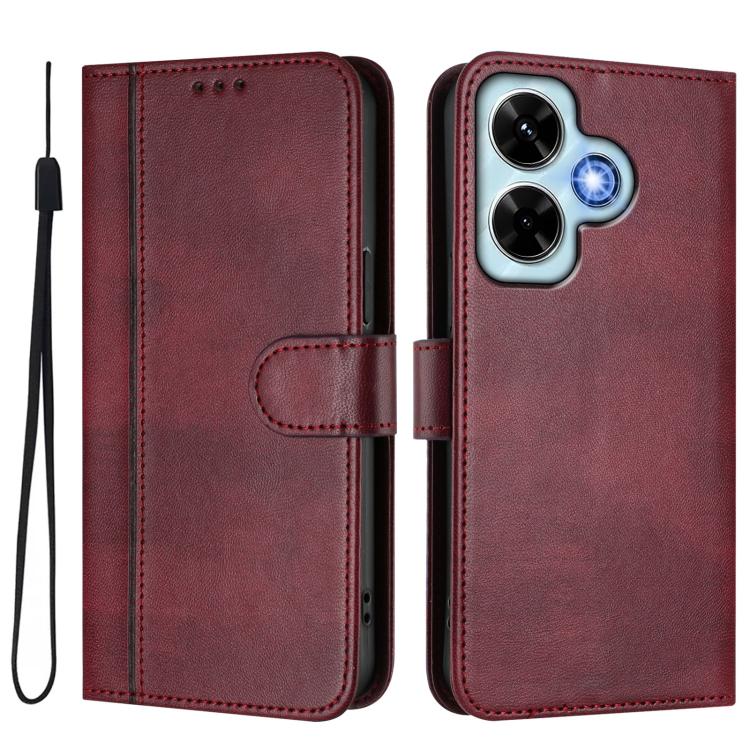 For Redmi Note 13 4G Global Line Splicing Buckle Retro Leather Phone Case