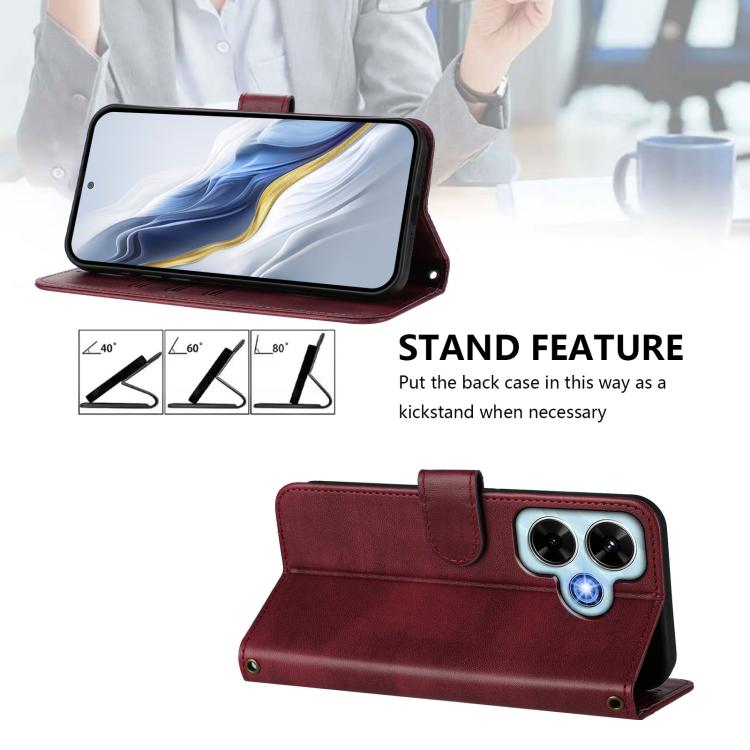 For Redmi Note 13 4G Global Line Splicing Buckle Retro Leather Phone Case