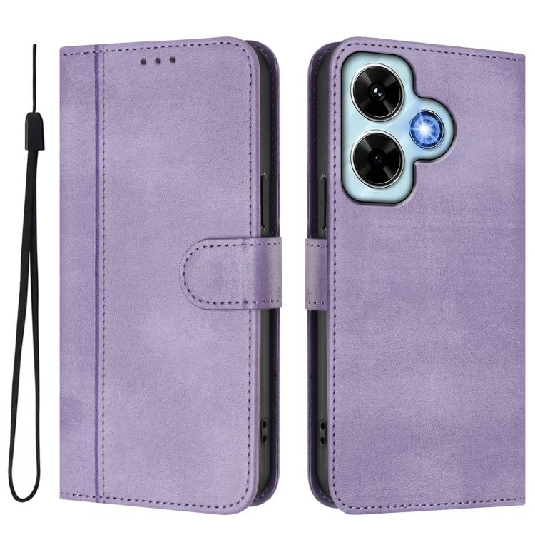 For Redmi Note 13 4G Global Line Splicing Buckle Retro Leather Phone Case