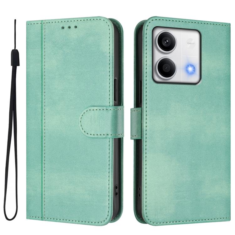 For Redmi Note 13 5G Global Line Splicing Buckle Retro Leather Phone Case
