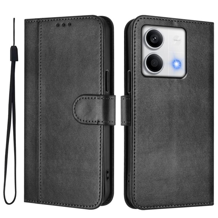 For Redmi Note 13 5G Global Line Splicing Buckle Retro Leather Phone Case