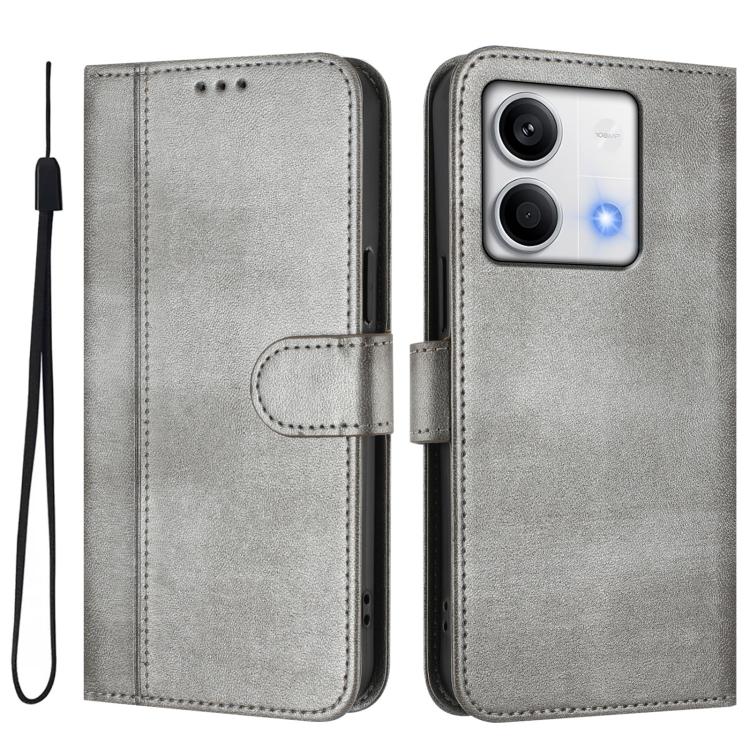 For Redmi Note 13 5G Global Line Splicing Buckle Retro Leather Phone Case