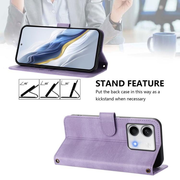 For Redmi Note 13 5G Global Line Splicing Buckle Retro Leather Phone Case