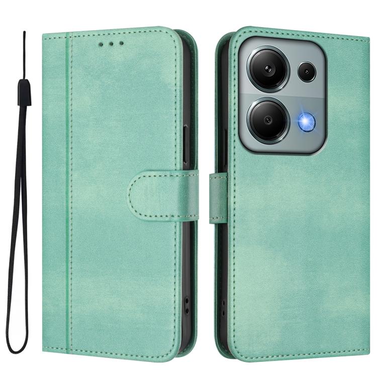 For Redmi Note 13 Pro 4G Global Line Splicing Buckle Retro Leather Phone Case