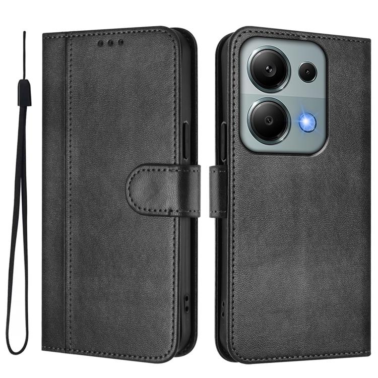 For Redmi Note 13 Pro 4G Global Line Splicing Buckle Retro Leather Phone Case