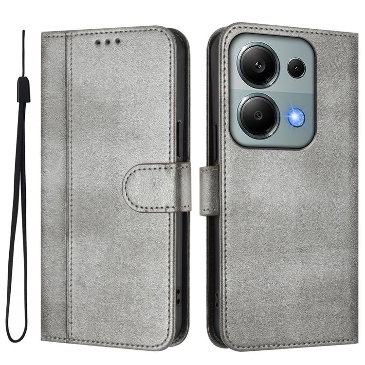 For Redmi Note 13 Pro 4G Global Line Splicing Buckle Retro Leather Phone Case