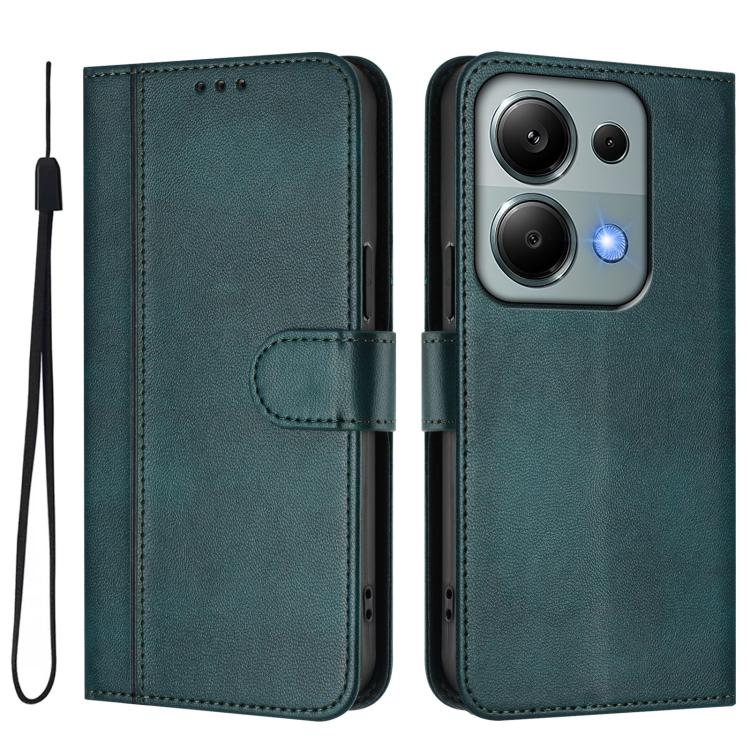 For Redmi Note 13 Pro 4G Global Line Splicing Buckle Retro Leather Phone Case