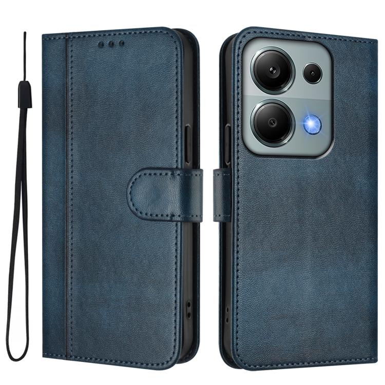 For Redmi Note 13 Pro 4G Global Line Splicing Buckle Retro Leather Phone Case