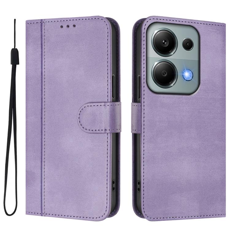 For Redmi Note 13 Pro 4G Global Line Splicing Buckle Retro Leather Phone Case