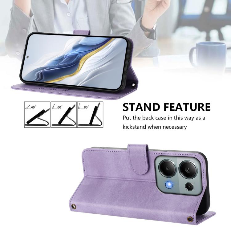 For Redmi Note 13 Pro 4G Global Line Splicing Buckle Retro Leather Phone Case