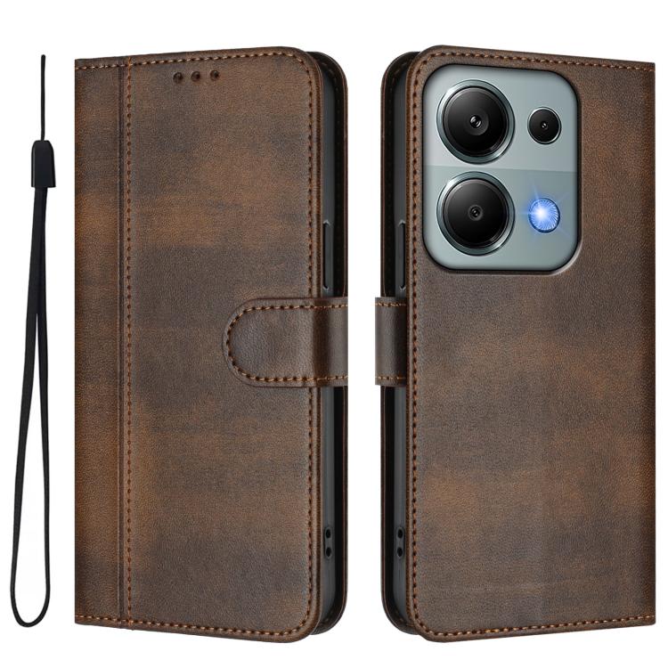 For Redmi Note 13 Pro 4G Global Line Splicing Buckle Retro Leather Phone Case