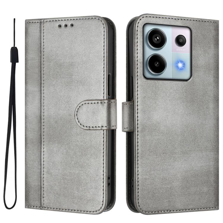 For Redmi Note 13 Pro 5G Global Line Splicing Buckle Retro Leather Phone Case