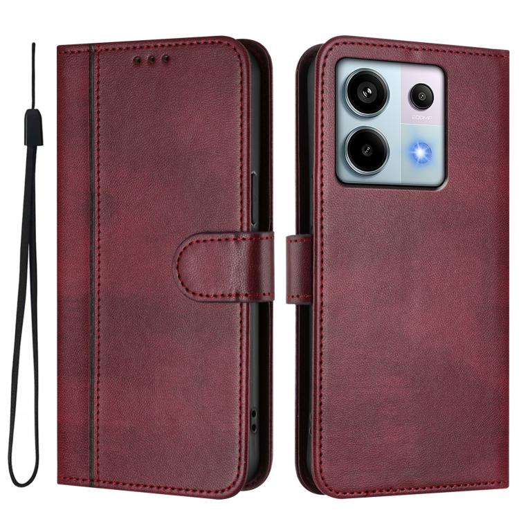For Redmi Note 13 Pro 5G Global Line Splicing Buckle Retro Leather Phone Case