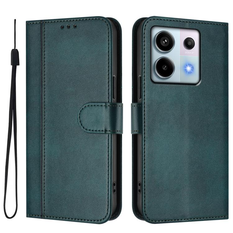 For Redmi Note 13 Pro 5G Global Line Splicing Buckle Retro Leather Phone Case