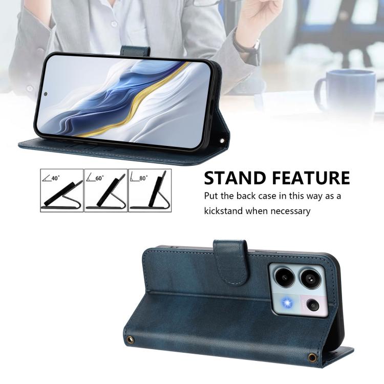 For Redmi Note 13 Pro 5G Global Line Splicing Buckle Retro Leather Phone Case