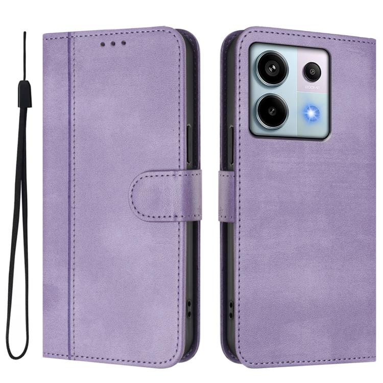 For Redmi Note 13 Pro 5G Global Line Splicing Buckle Retro Leather Phone Case