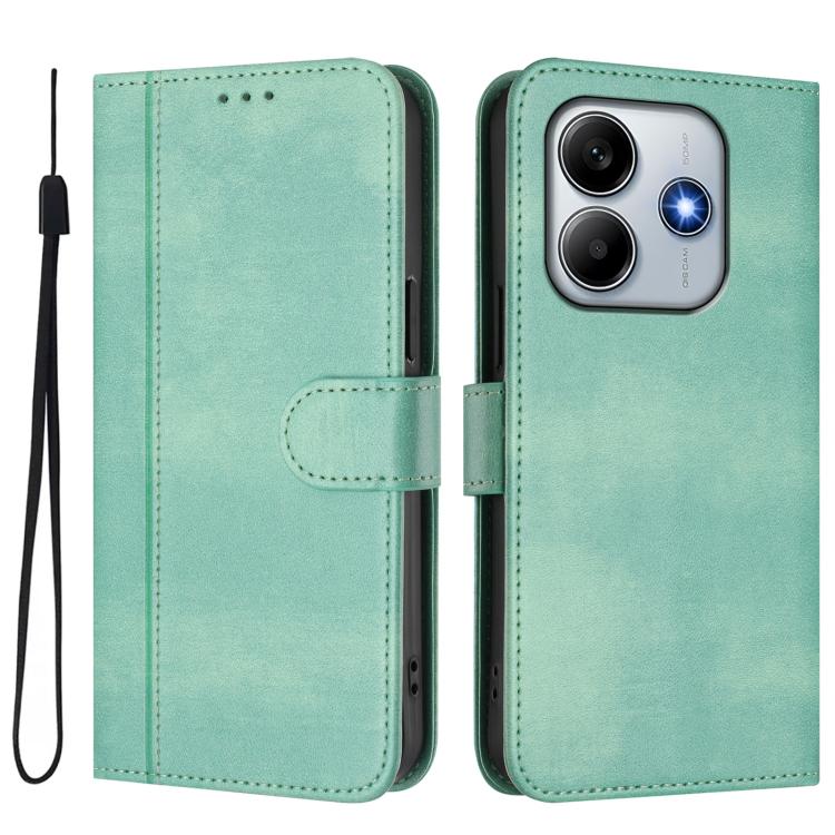 For Redmi Note 14 4G 163.25mm Line Splicing Buckle Retro Leather Phone Case
