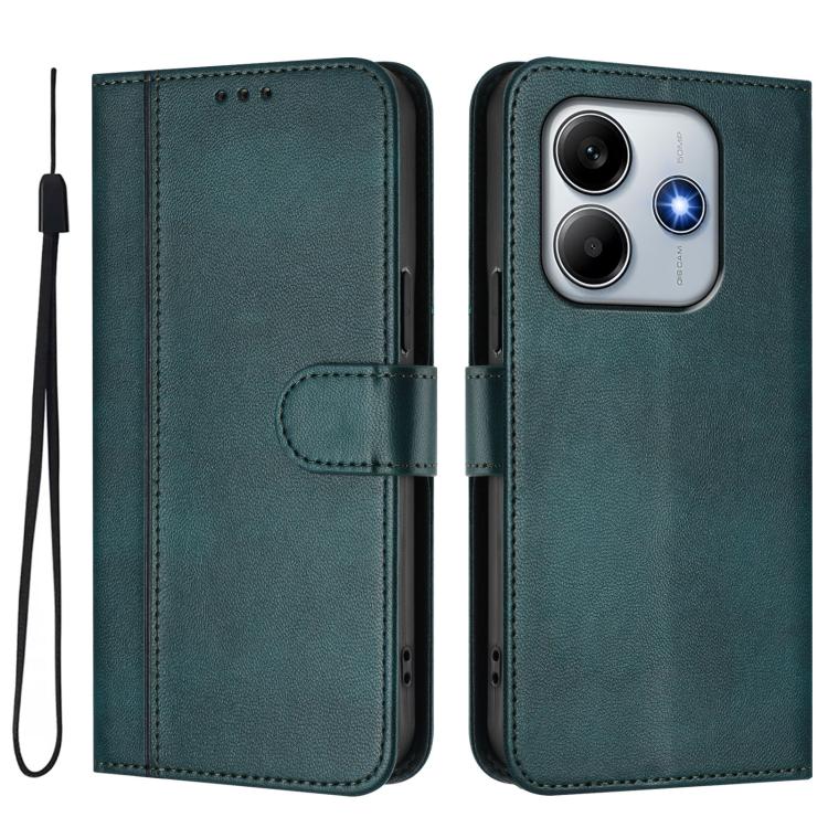 For Redmi Note 14 4G 163.25mm Line Splicing Buckle Retro Leather Phone Case