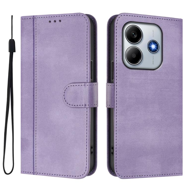 For Redmi Note 14 4G 163.25mm Line Splicing Buckle Retro Leather Phone Case