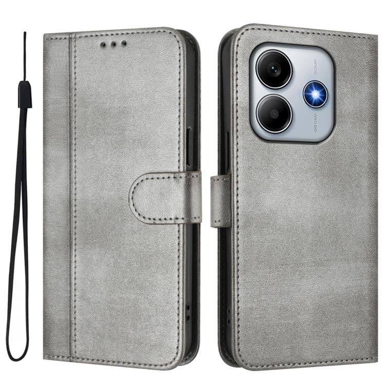 For Redmi Note 14 4G 164.84mm Line Splicing Buckle Retro Leather Phone Case