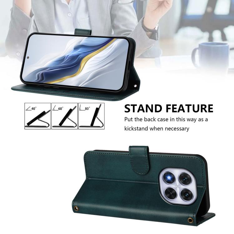 For Redmi Note 14 Pro 4G Global Line Splicing Buckle Retro Leather Phone Case