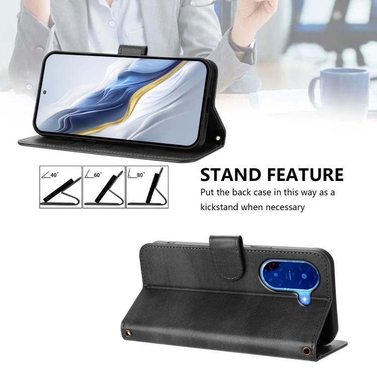 For Redmi A5 4G 171.7mm / Xiaomi Poco C71 Line Splicing Buckle Retro Leather Phone Case