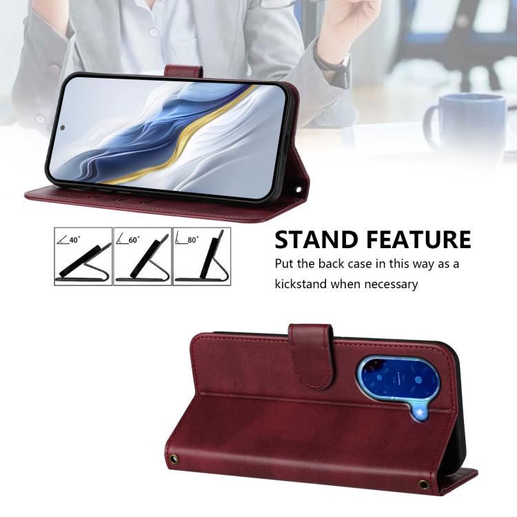 For Redmi A5 4G 171.7mm / Xiaomi Poco C71 Line Splicing Buckle Retro Leather Phone Case