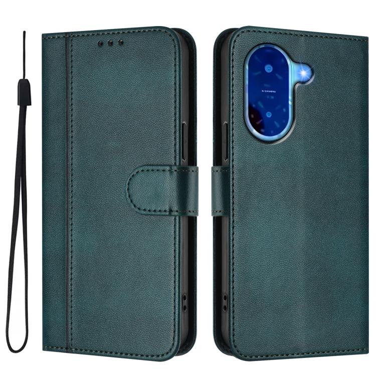 For Redmi A5 4G 171.7mm / Xiaomi Poco C71 Line Splicing Buckle Retro Leather Phone Case