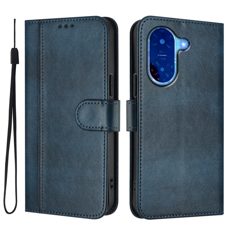 For Redmi A5 4G 171.7mm / Xiaomi Poco C71 Line Splicing Buckle Retro Leather Phone Case