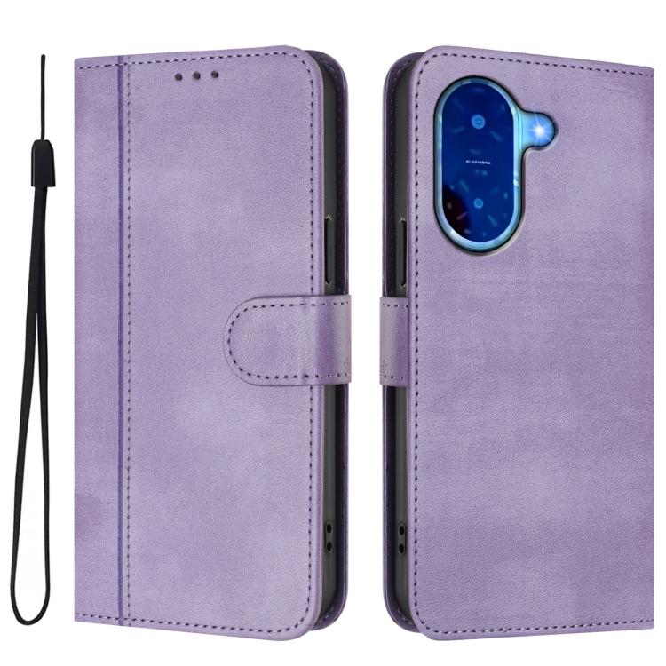 For Redmi A5 4G 171.7mm / Xiaomi Poco C71 Line Splicing Buckle Retro Leather Phone Case