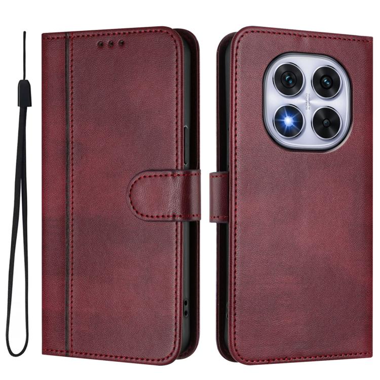 For Redmi Note 14 Pro 5G India / Note 14 Pro+ Line Splicing Buckle Retro Leather Phone Case