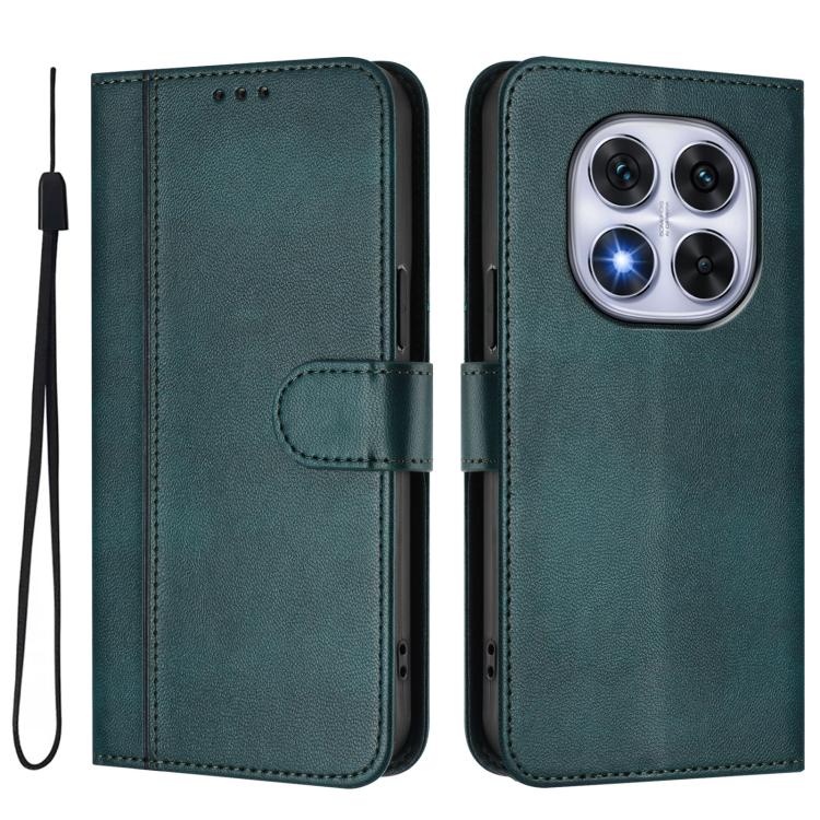 For Redmi Note 14 Pro 5G India / Note 14 Pro+ Line Splicing Buckle Retro Leather Phone Case