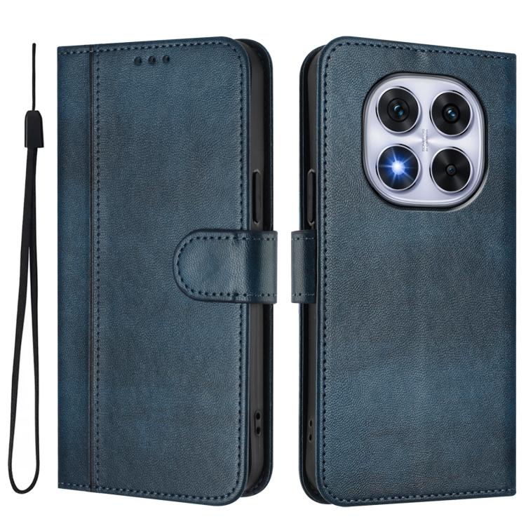 For Redmi Note 14 Pro 5G India / Note 14 Pro+ Line Splicing Buckle Retro Leather Phone Case