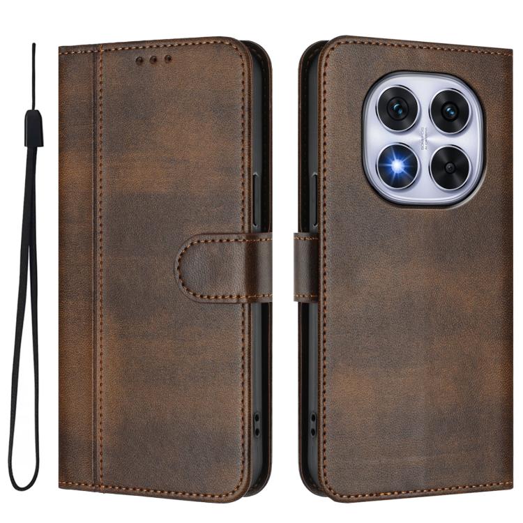 For Redmi Note 14 Pro 5G India / Note 14 Pro+ Line Splicing Buckle Retro Leather Phone Case