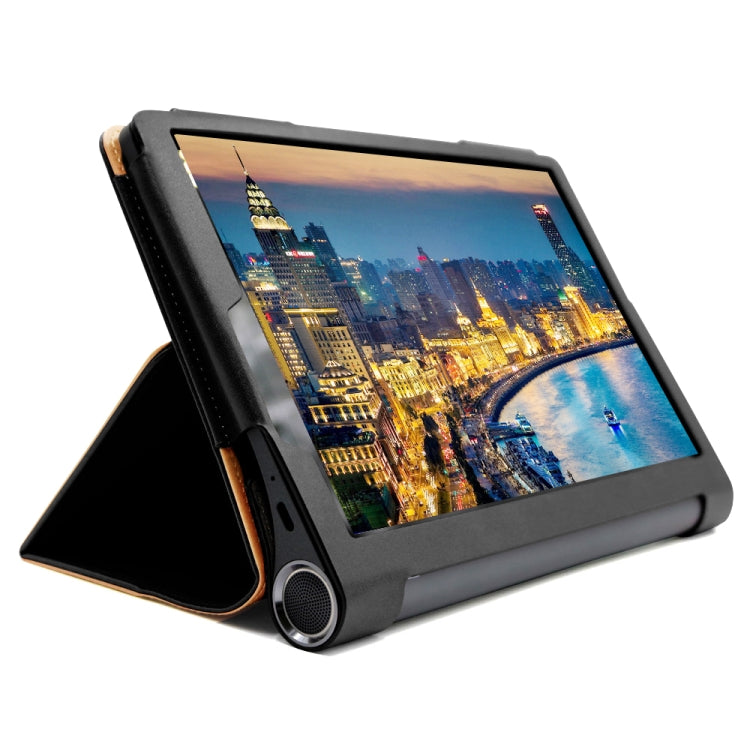 For Lenovo Yoga Tab5 YT-X705F / Yoga Smart Tab 10.1 inch 2019 (withput Sleeping) Retro Texture PU Leather Horizontal Flip Leather Case with Holder & 4 Card Slots & Hand Strap
