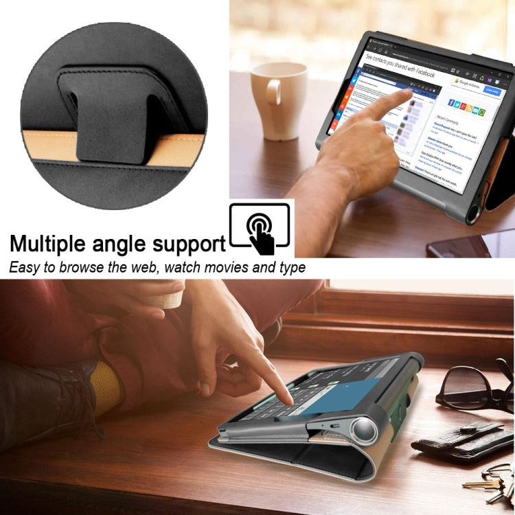 For Lenovo Yoga Tab5 YT-X705F / Yoga Smart Tab 10.1 inch 2019 (withput Sleeping) Retro Texture PU Leather Horizontal Flip Leather Case with Holder & 4 Card Slots & Hand Strap