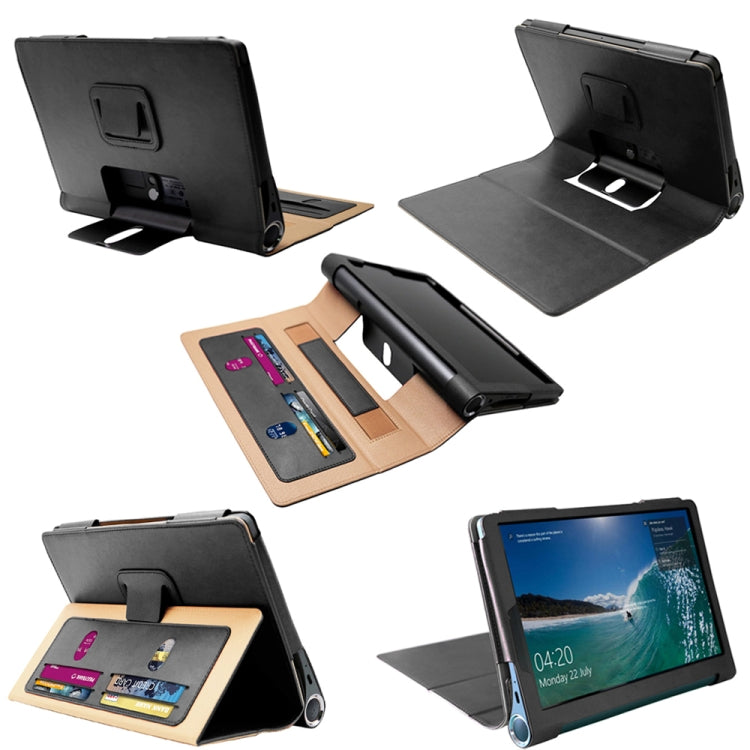 For Lenovo Yoga Tab5 YT-X705F / Yoga Smart Tab 10.1 inch 2019 (withput Sleeping) Retro Texture PU Leather Horizontal Flip Leather Case with Holder & 4 Card Slots & Hand Strap