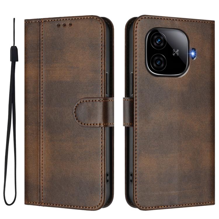 For vivo iQOO Z9 5G / iQOO Z9 Turbo 5G Line Splicing Buckle Retro Leather Phone Case