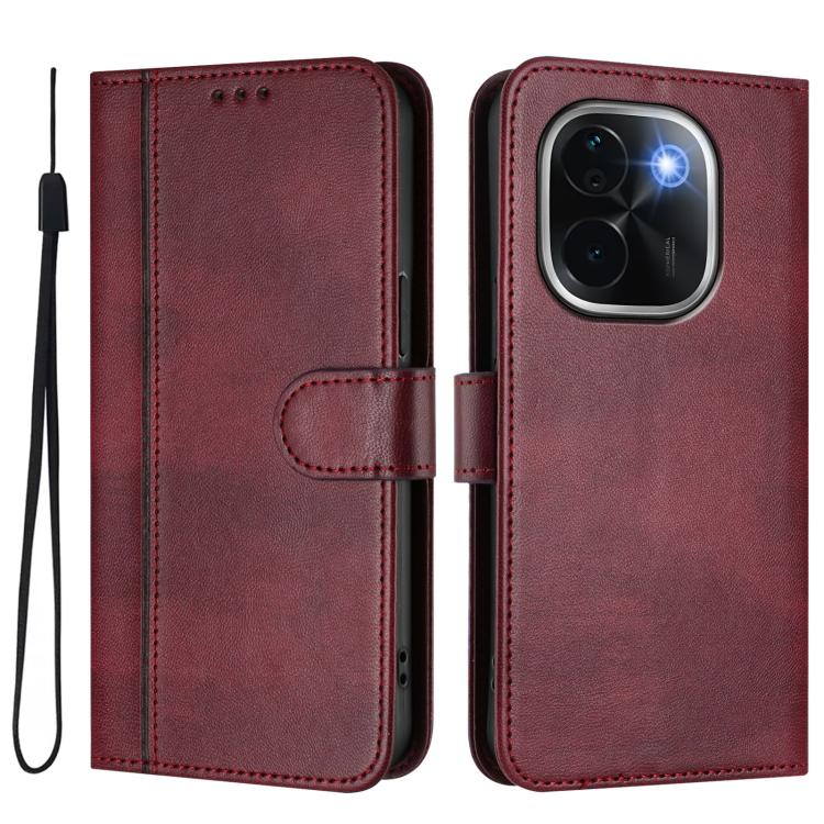 For vivo iQOO Z9s Pro 5G / T3 Pro 5G India Line Splicing Buckle Retro Leather Phone Case