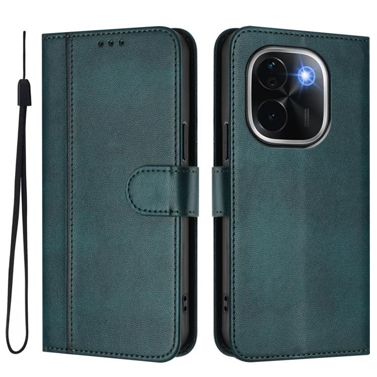 For vivo iQOO Z9s Pro 5G / T3 Pro 5G India Line Splicing Buckle Retro Leather Phone Case