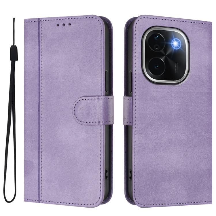 For vivo iQOO Z9s Pro 5G / T3 Pro 5G India Line Splicing Buckle Retro Leather Phone Case