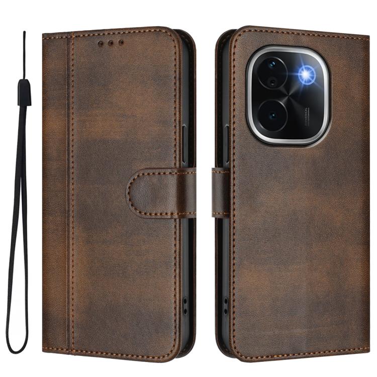 For vivo iQOO Z9s Pro 5G / T3 Pro 5G India Line Splicing Buckle Retro Leather Phone Case