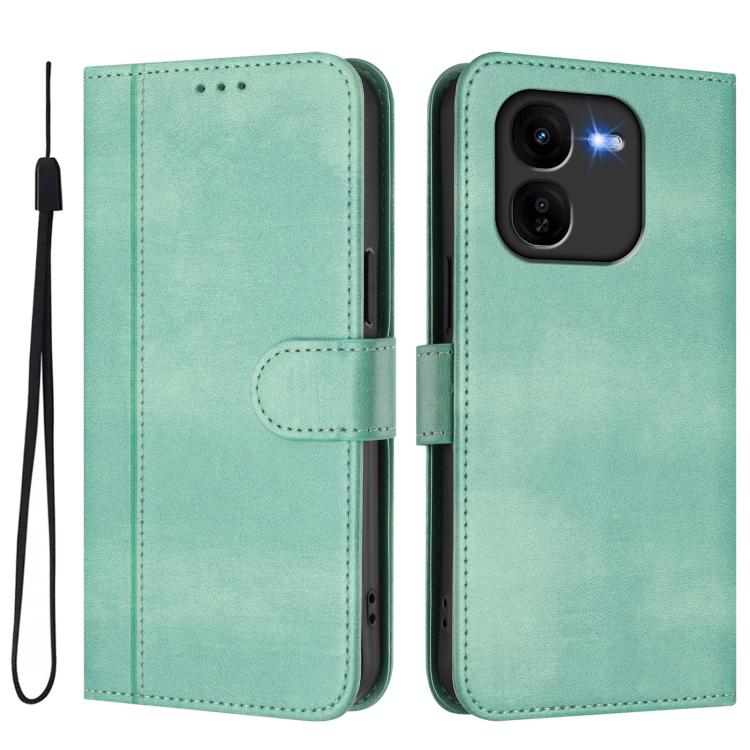 For vivo iQOO Z9x Line Splicing Buckle Retro Leather Phone Case