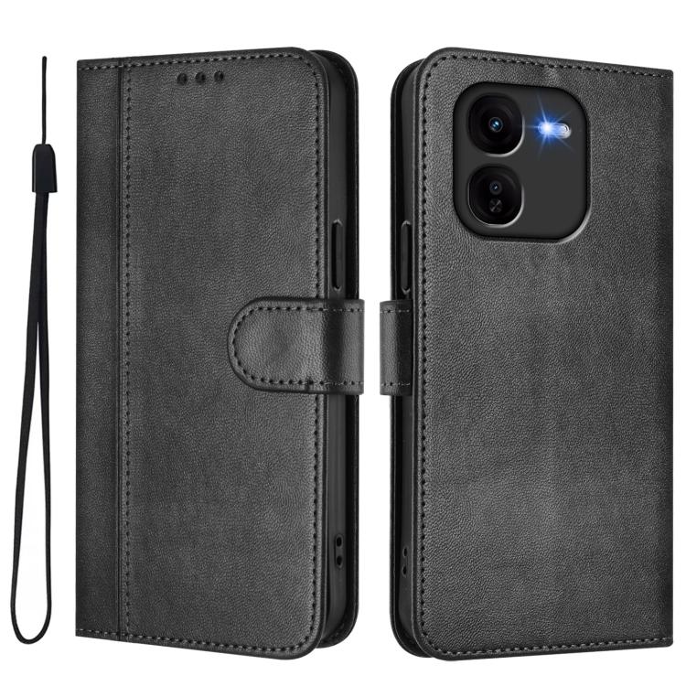 For vivo iQOO Z9x Line Splicing Buckle Retro Leather Phone Case