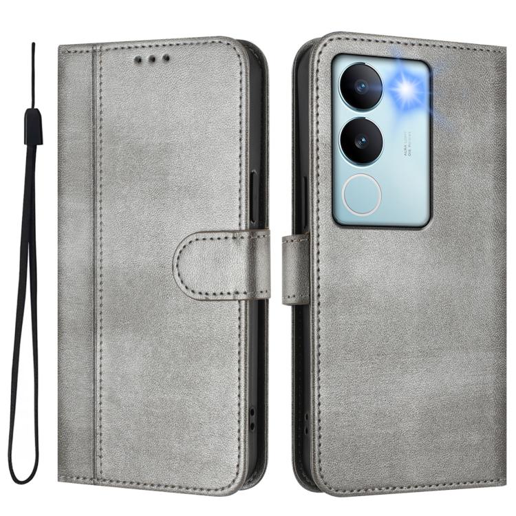 For vivo V29 5G Global / V29 Pro Line Splicing Buckle Retro Leather Phone Case