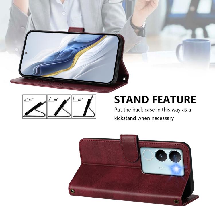 For vivo V29 5G Global / V29 Pro Line Splicing Buckle Retro Leather Phone Case